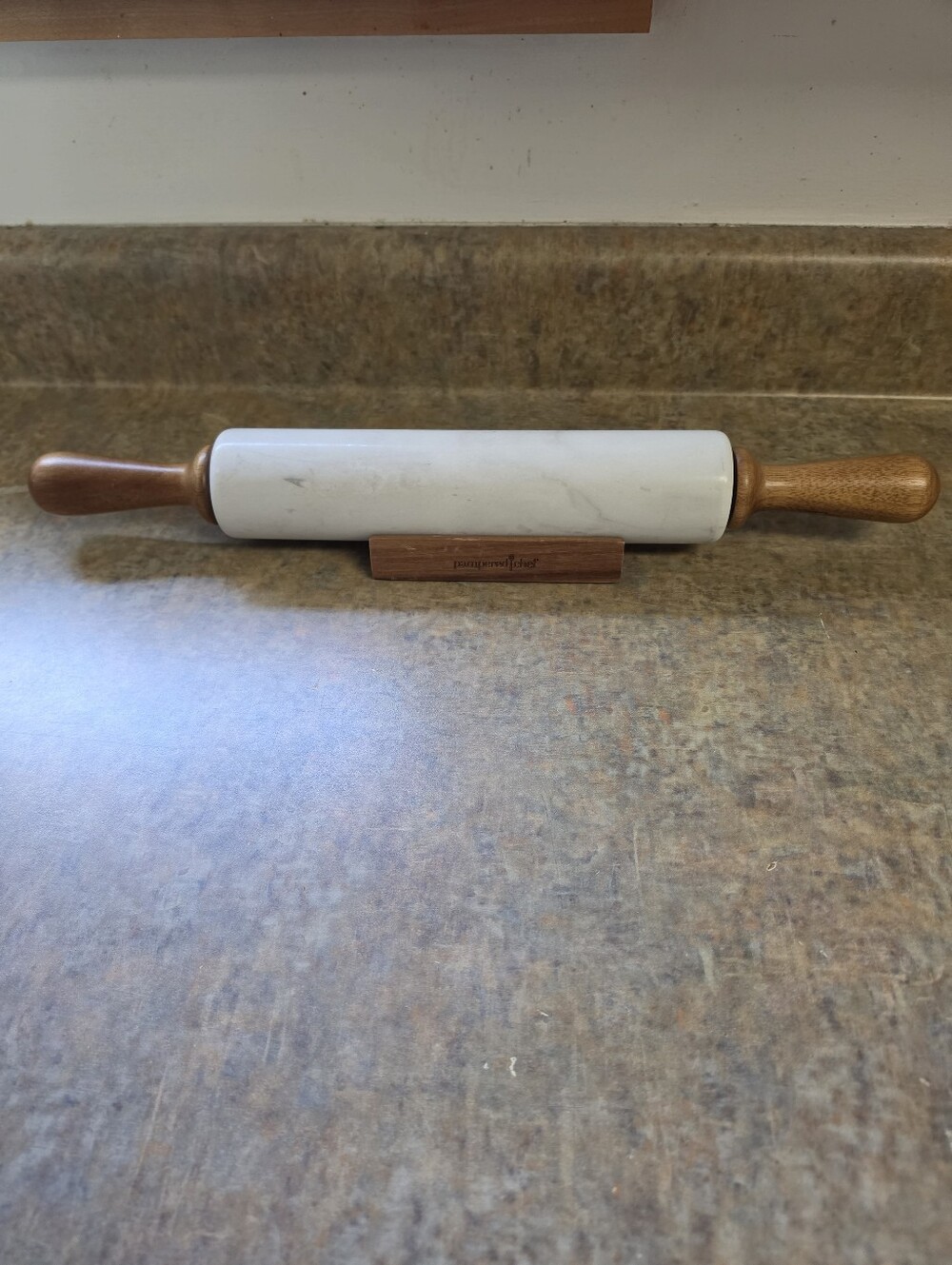 Pampered Chef Marble Rolling Pin & Holder Set